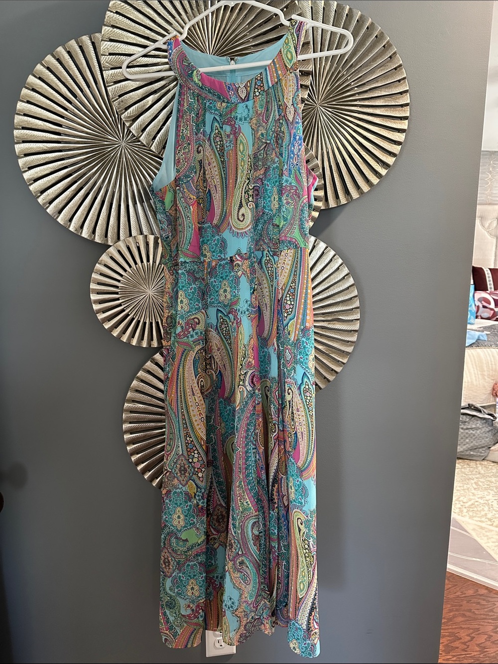 Tommy Hilfiger Teal Paisley Maxi Dress